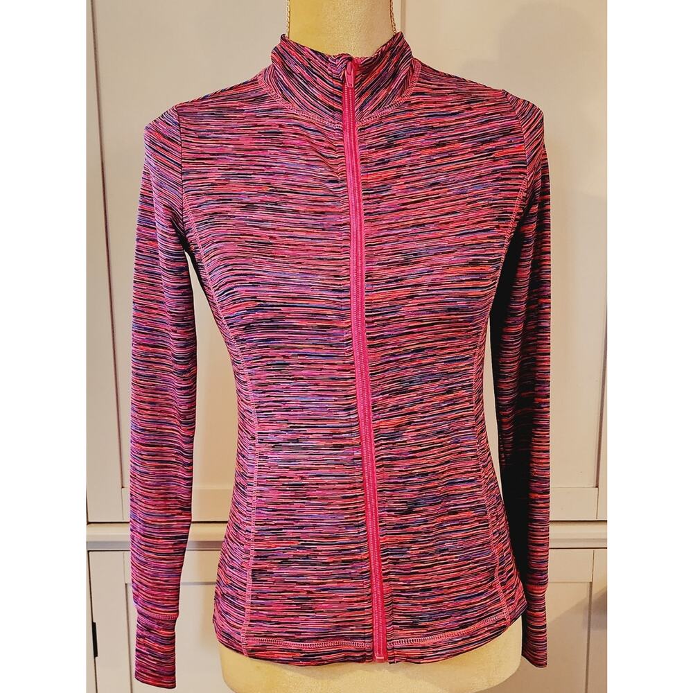 ideology full zip workout Pink Space Dye Activewear Thumb Holes jacket Large